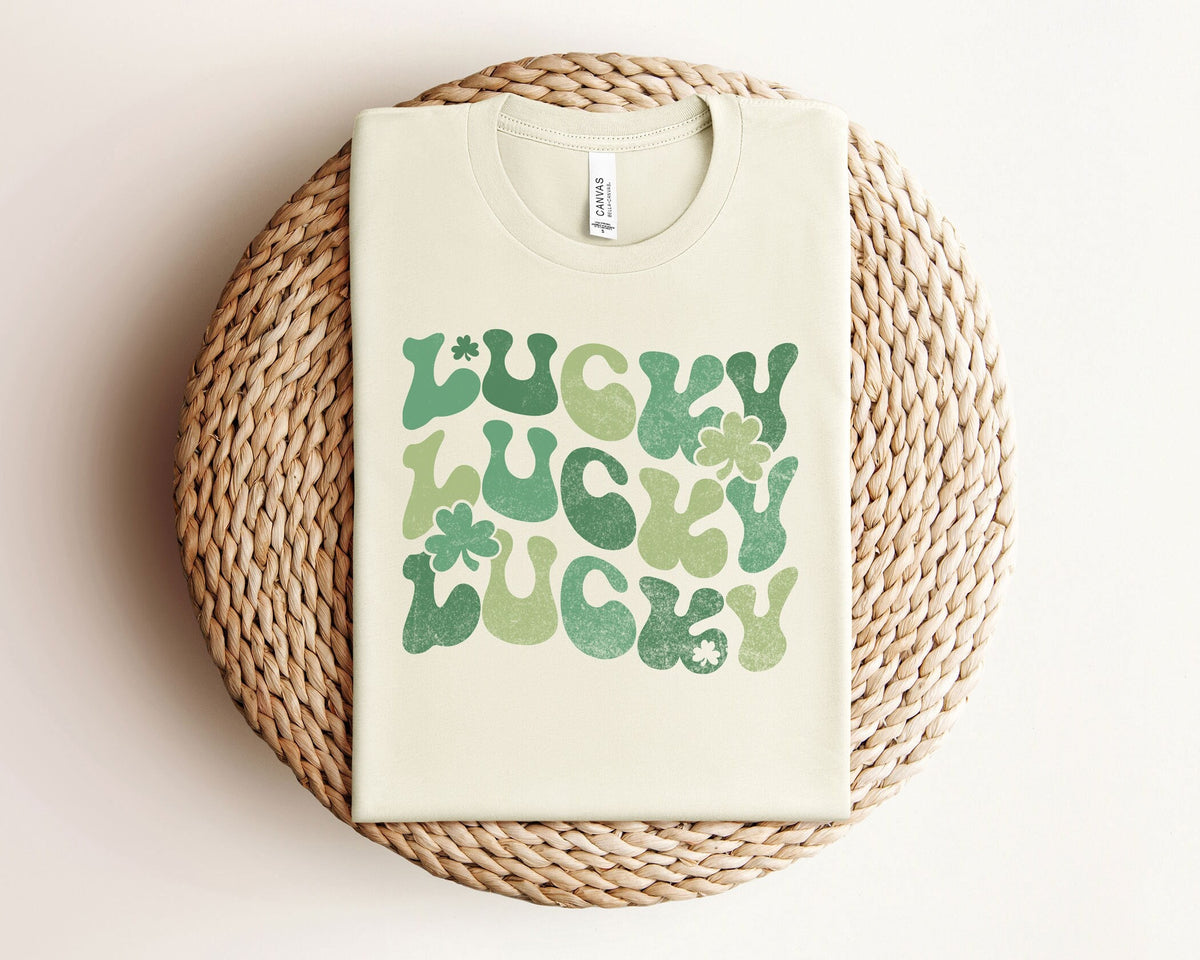 Lucky Shirt - Retro St. Patricks Shirt - Lucky Irish T-Shirt - St. Patricks Gift - Lucky Shamrock Shirt - Irish Day Tee - Four Leaf Clover
