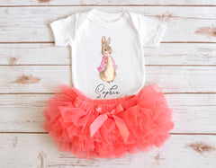 Personalized Kids Girls Easter Shirts - Baby Easter Bodysuit - Toddler Bunny Name Shirt  - Cute Easter Girls Gift