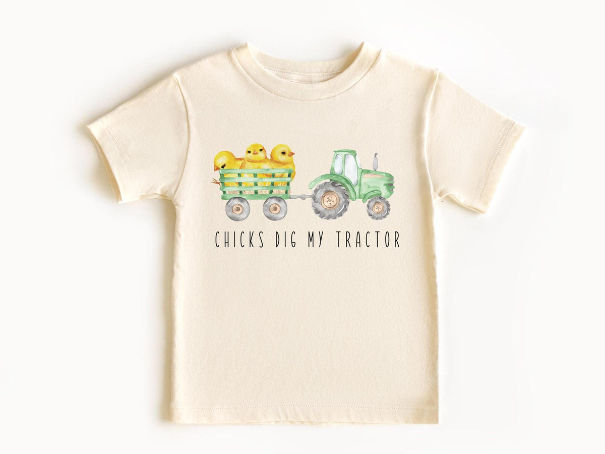 Boy Easter Shirts - Funny Easter Kids Shirts - Chicks Dig My Tractor Shirt - Boys Easter Gifts - Easter Day Shirts