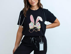 Easter Nurse Bow T-Shirt - Easter Nurse Coquette Tee - Funny Easter Gift - Bunny Ears Shirt - Easter Gift For Nurse - Stethoscope Nurse Tee
