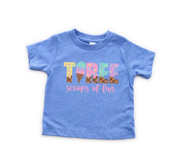 Three Scoops of Fun Birthday Shirt - Ice Cream Party Shirt - 3rd Birthday Shirt - Ice Cream Theme Birthday T-Shirt - Birthday Girl Gift