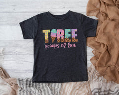 Three Scoops of Fun Birthday Shirt - Ice Cream Party Shirt - 3rd Birthday Shirt - Ice Cream Theme Birthday T-Shirt - Birthday Girl Gift
