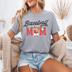 Baseball Mom T-Shirt - Gift for Baseball Mom - Bear Play Baseball - Game Day Mom Tee - Baseball Lover - Mom Life Shirt - Baseball Season Tee