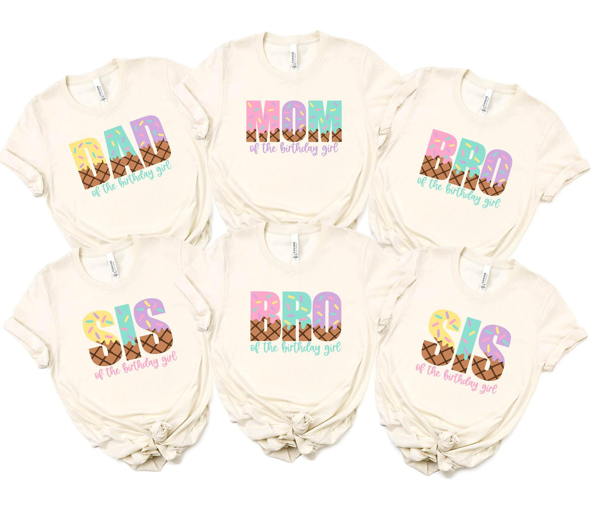 Ice Cream Birthday Shirts - Family Birthday Shirt - Three Scoops of Fun - Ice Cream Party T-Shirts - 3rd Birthday Shirt - Ice Cream Party