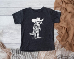Cowboy Raccoon Toddler Shirt - Funny Raccoon Kids Tee - Cute But Feral - Raccoon Lover Toddler Shirt - Wild West Adventure Kids Tee