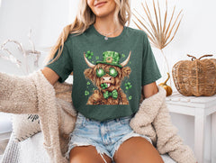 Lucky Highland Cow Shirt - St. Patrick Cow T-Shirt - Lucky Cow Shirt - Irish Cow Tee - Shamrock Cow Shirt - St. Patrick's Gift - Clover Cow