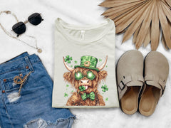 Lucky Highland Cow Shirt - St. Patrick Cow T-Shirt - Lucky Cow Shirt - Irish Cow Tee - Shamrock Cow Shirt - St. Patrick's Gift - Clover Cow