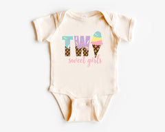 Two Sweet Girls T-Shirt - Twins Birthday Shirt - Mama of the Two Sweet Girls Tee - Girl Matching Outfit - Mommy and me Outfit - Ice Cream