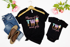 Two Sweet Girls T-Shirt - Twins Birthday Shirt - Mama of the Two Sweet Girls Tee - Girl Matching Outfit - Mommy and me Outfit - Ice Cream