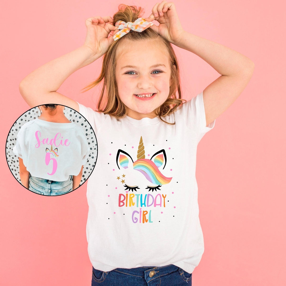 Unicorn birthday Kids Shirt - Custom Name Kids Tee - Personalized Age - Birthday Girl Outfit - Party Toddler Shirt - Unicorn Rainbow Themed