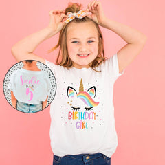 Unicorn birthday Kids Shirt - Custom Name Kids Tee - Personalized Age - Birthday Girl Outfit - Party Toddler Shirt - Unicorn Rainbow Themed