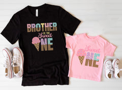 Sweet One Family Matching Shirts - First Birthday Family Tees - Ice cream Kids Shirt - Girl Birthday Gift - 1st birthday - Birthday Party