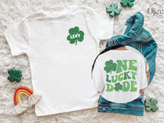 One Lucky Dude Shirt -Custom St. Patricks Shirt - St. Patrick Kids Name T-Shirt - Lucky St. Patrick Gift - Irish Toddler Shirt - Boys Shirt