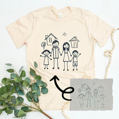 Custom Drawing T-Shirt - Kids Drawing Tee -  Photo Drawing Shirt - Kid Art Gift - Gift for Mom - Gift for Dad - Actual Drawing Shirt