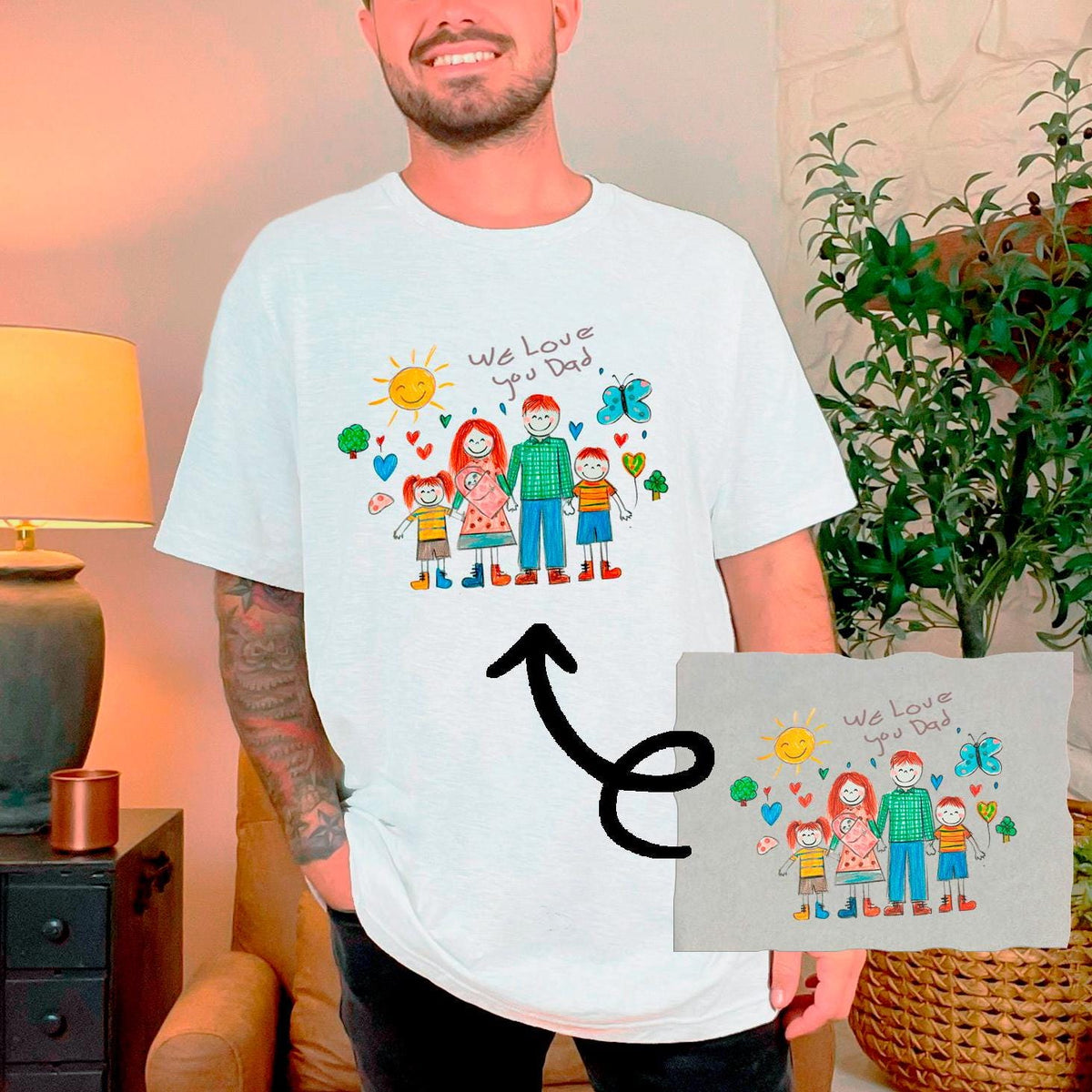 Custom Dad T-Shirt - Custom Drawing Shirt - Fathers Day Gift - Gift From Daughter/Son - Dad Tee - Best Dad Gift - Kids Drawing Tee