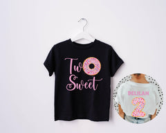 2nd Birthday Donut Shirt - Two Sweet Birthday Shirt - Donut Theme Party T-Shirt - Custom Birthday Shirt - Kids Name Birthday Shirt