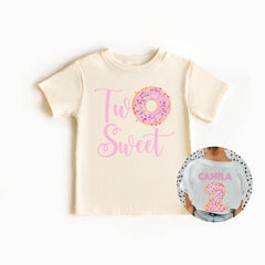 2nd Birthday Donut Shirt - Two Sweet Birthday Shirt - Donut Theme Party T-Shirt - Custom Birthday Shirt - Kids Name Birthday Shirt