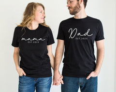 Mama And Dad Est 2025 Shirt, Matching Couple Shirts, Est Year Tee, New Dad Shirt, New Mom Shirt, Couples Shirts For Valentines, Family Gifts