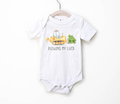 Pushing My Luck Toddler Shirt - Tractor St. Patrick Shirt - Irish Boy Bodysuit - Boy St. Patrick Outfit - Lucky Dude Shirt - St.Patrick Gift