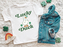 Lucky Duck Toddler Shirt - St Patrick's Day Kids Tee -  Irish Shamrock