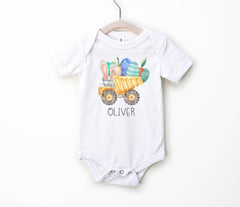 Custom Easter Kids Shirt - Toddler Easter Shirt - Eggs Dump Truck Shirt - Construction Easter Shirt with Name - Easter Boys Outfit