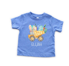 Custom Easter Kids Shirt - Toddler Easter Shirt - Eggs Dump Truck Shirt - Construction Easter Shirt with Name - Easter Boys Outfit