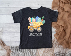Custom Easter Kids Shirt - Toddler Easter Shirt - Eggs Dump Truck Shirt - Construction Easter Shirt with Name - Easter Boys Outfit