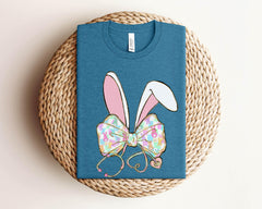 Easter Nurse Bow T-Shirt - Easter Nurse Coquette Tee - Funny Easter Gift - Bunny Ears Shirt - Easter Gift For Nurse - Stethoscope Nurse Tee