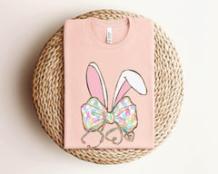 Easter Nurse Bow T-Shirt - Easter Nurse Coquette Tee - Funny Easter Gift - Bunny Ears Shirt - Easter Gift For Nurse - Stethoscope Nurse Tee