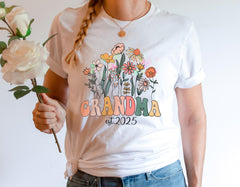 Grandma Established 2025 Shirt, Retro Grandma Mothers Day Shirt, Wildflower Grandma Shirt, Grandma To Be Shirt, Cute Gift For New Grandma