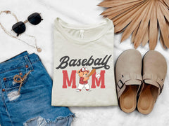 Baseball Mom T-Shirt - Gift for Baseball Mom - Bear Play Baseball - Game Day Mom Tee - Baseball Lover - Mom Life Shirt - Baseball Season Tee