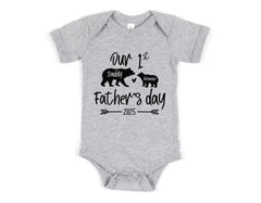 First Father's Day 2026 Shirt, Custom Dad T-Shirt,  Baby Bear Bodysuit, Matching Father Baby Outfit