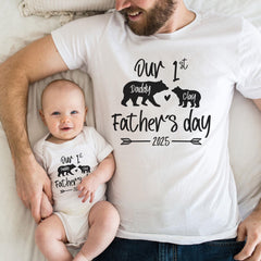 First Father's Day 2026 Shirt, Custom Dad T-Shirt,  Baby Bear Bodysuit, Matching Father Baby Outfit