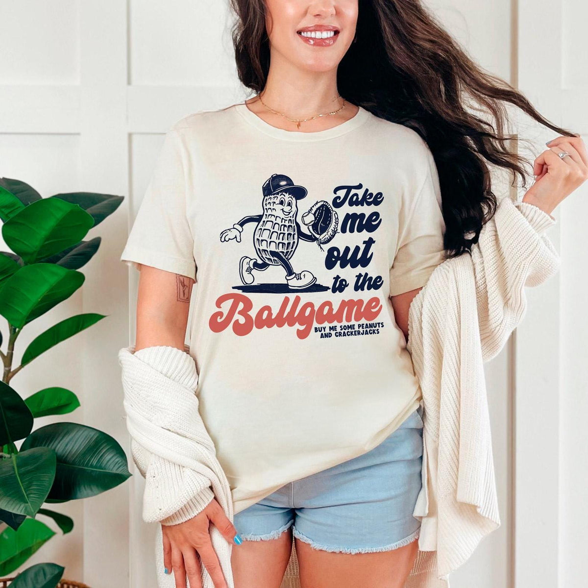 Take Me Out To The Ballgame - Baseball Mom T-Shirt - Retro Baseball Tee - Funny Baseball Gift - Game Day Shirt - Baseball Lover Tee - Peanut
