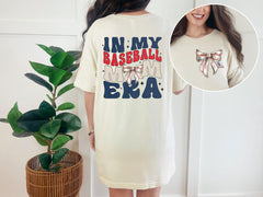 In My Baseball Mom Era T-Shirt - Custom Baseball Mom Tee - Custom Name and Team Number - Baseball Coquette Bow - Game Day - Baseball Lover