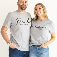 Mama And Dad Est 2025 Shirt, Matching Couple Shirts, Est Year Tee, New Dad Shirt, New Mom Shirt, Couples Shirts For Valentines, Family Gifts