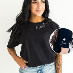 Baseball Mom On The Neck T-Shirt - Custom Sleeve Name Tee - Personalized Baseball Shirt - Mom Jersey Shirt - Game Day - Sports Mom Gift