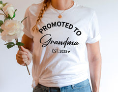 Promoted to Grandma Shirt - Grandma To Be T-Shirt - Pregnancy Reveal Grandma Tee - New Grandma Shirt - Grandma Established 2025