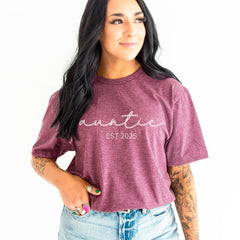 Auntie Est 2025 Shirt, Auntie To Be Shirt, 2025 Aunt Shirt, Minimalist Aunt Tshirt, Auntie Established Shirt, Womens Clothing, Gift For Aunt