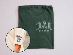 Custom Dad Shirt with Kids' Names - Dad Est 2025 Shirt - Personalized Dad Gift - Father's Day T-Shirt - New Dad Shirt - Kids Names on Sleeve