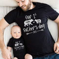 First Father's Day 2026 Shirt, Custom Dad T-Shirt,  Baby Bear Bodysuit, Matching Father Baby Outfit