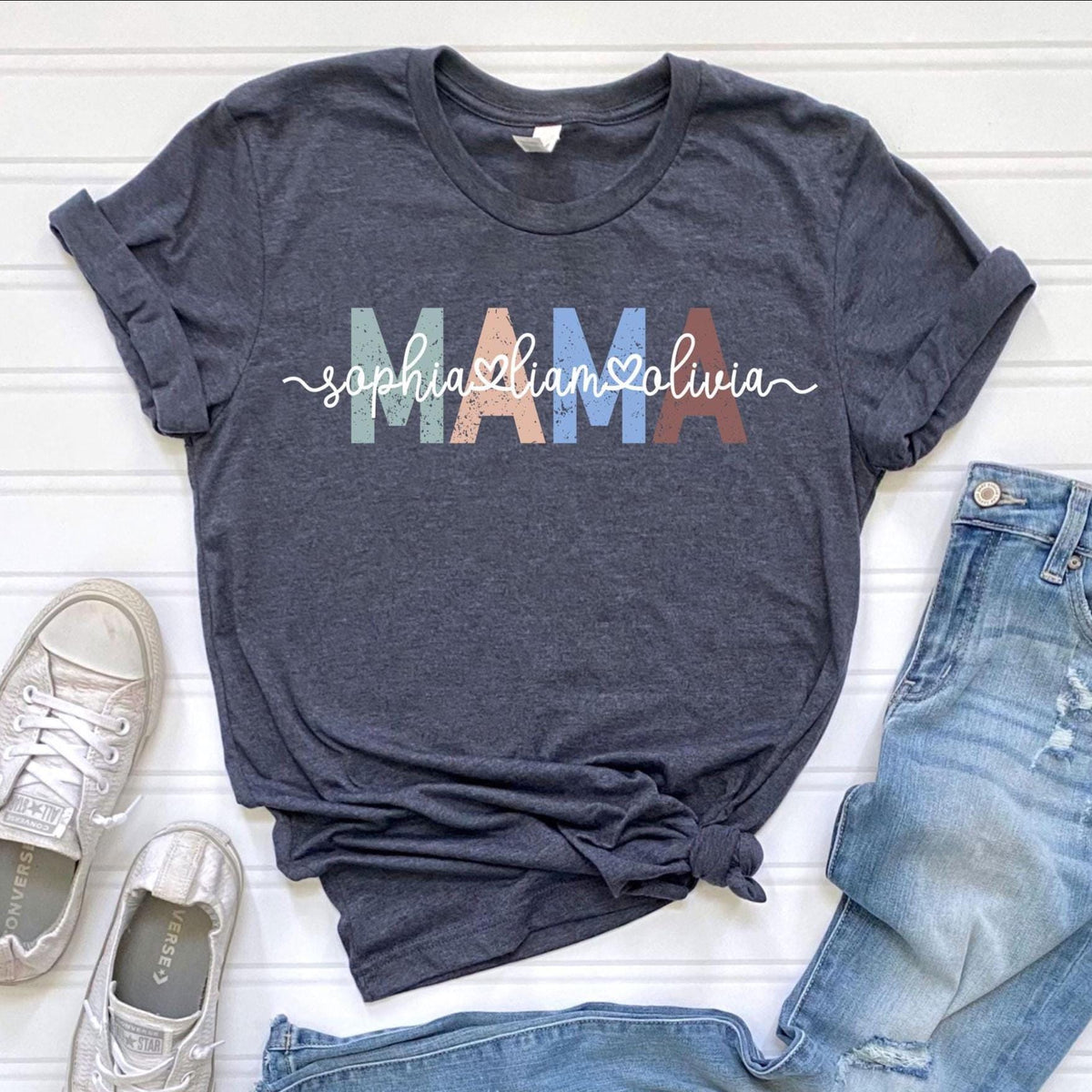 Custom Mama T-Shirt - Personalized Children Names Tee - Personalized Mama Gift - Mom Shirt - Mother's Day Gift -  Gift for Her - Cute Mama