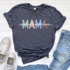 Custom Mama T-Shirt - Personalized Children Names Tee - Personalized Mama Gift - Mom Shirt - Mother's Day Gift -  Gift for Her - Cute Mama