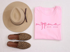Mama Est T-Shirt - Coquette Mama Shirt - Coquette Bow Tee - Mothers Day Gift - New Mom Gift - Pink Mama - Girly Mama Tee - Custom Year Shirt