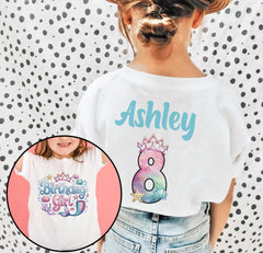 Custom Mermaid Birthday Shirt - Girls Birthday Mermaid Tee - Personalized Birthday - Custom Name and Age  - Mermaid Theme - Mermaid Party