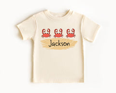 Personalized Crabs Toddler T-Shirt - Custom Name Kids Tee - Summer Shirts - Vacation Beach Tee - Custom Summer Shirt Gift - Baby Shower Gift