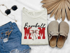Baseball Mom Shirt - Coquette Baseball Mom T-Shirt - Baseball Mom Gift - Mother's Day Gift - Baseball Season Shirt - Boy Mom Baseball Tee
