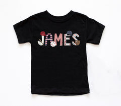 Custom Baseball T-Shirt - Alphabet Letter Name - Custom Name Shirt - Personalized Baseball Tee - Baseball Season Shirt - Sport Kids Tee