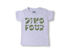 Dino Four T-Shirt - Dinosaur Birthday Tee - Birthday Saurus Shirt - Fourth Birthday Tee - Four Years Old - Kids Birthday Clothing