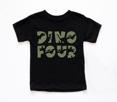 Dino Four T-Shirt - Dinosaur Birthday Tee - Birthday Saurus Shirt - Fourth Birthday Tee - Four Years Old - Kids Birthday Clothing